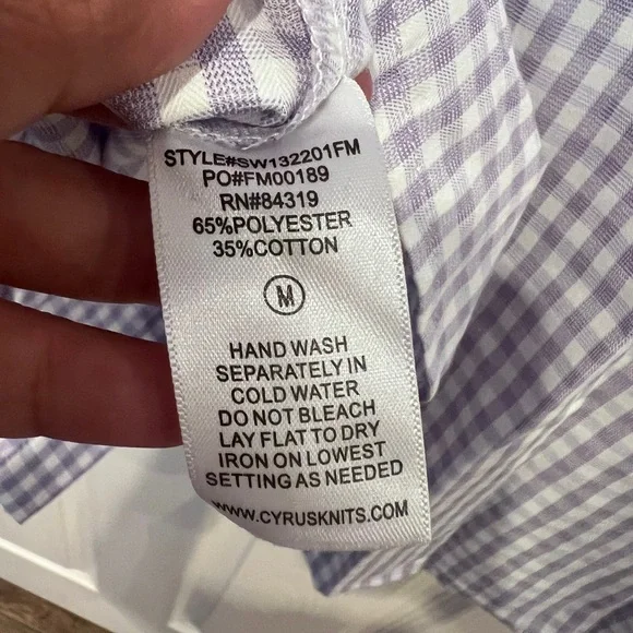 Gingham Lavender and White Blouse with Puff Sleeves cottagecore coastal cowgirl - Picture 10 of 10